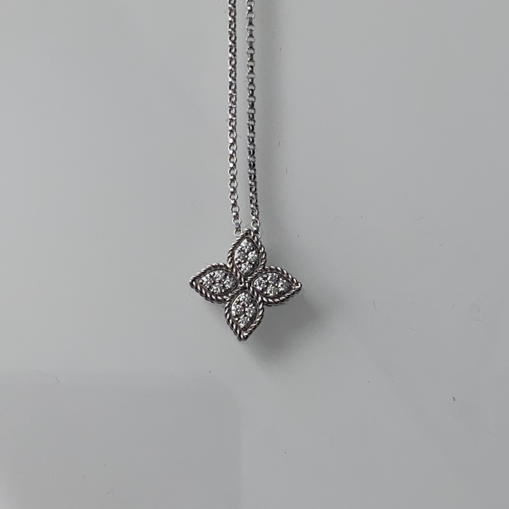 Roberto Coin 18kt WG Princess Flower Necklace
